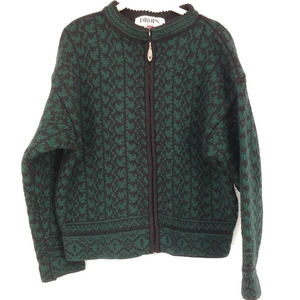 Dropps Knit Wool Sweater Zip Cardigan Green Black